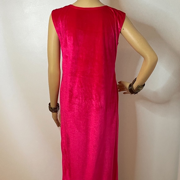Magenta velour sleeveless duster tunic with slits! - Picture 7 of 12